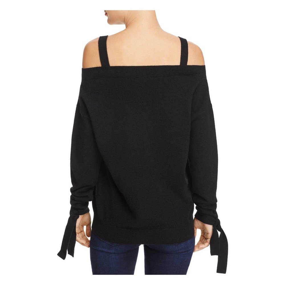 THEORY Black Cashmere Cold Shoulder Sweater L NWT